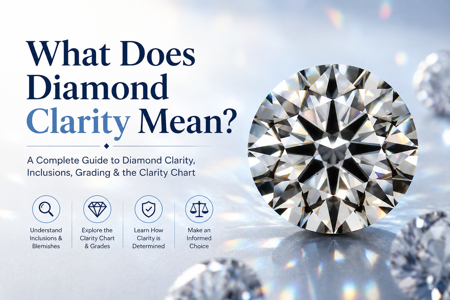 Diamond clarity chart showing FL, IF, VVS, VS, SI and I clarity grades