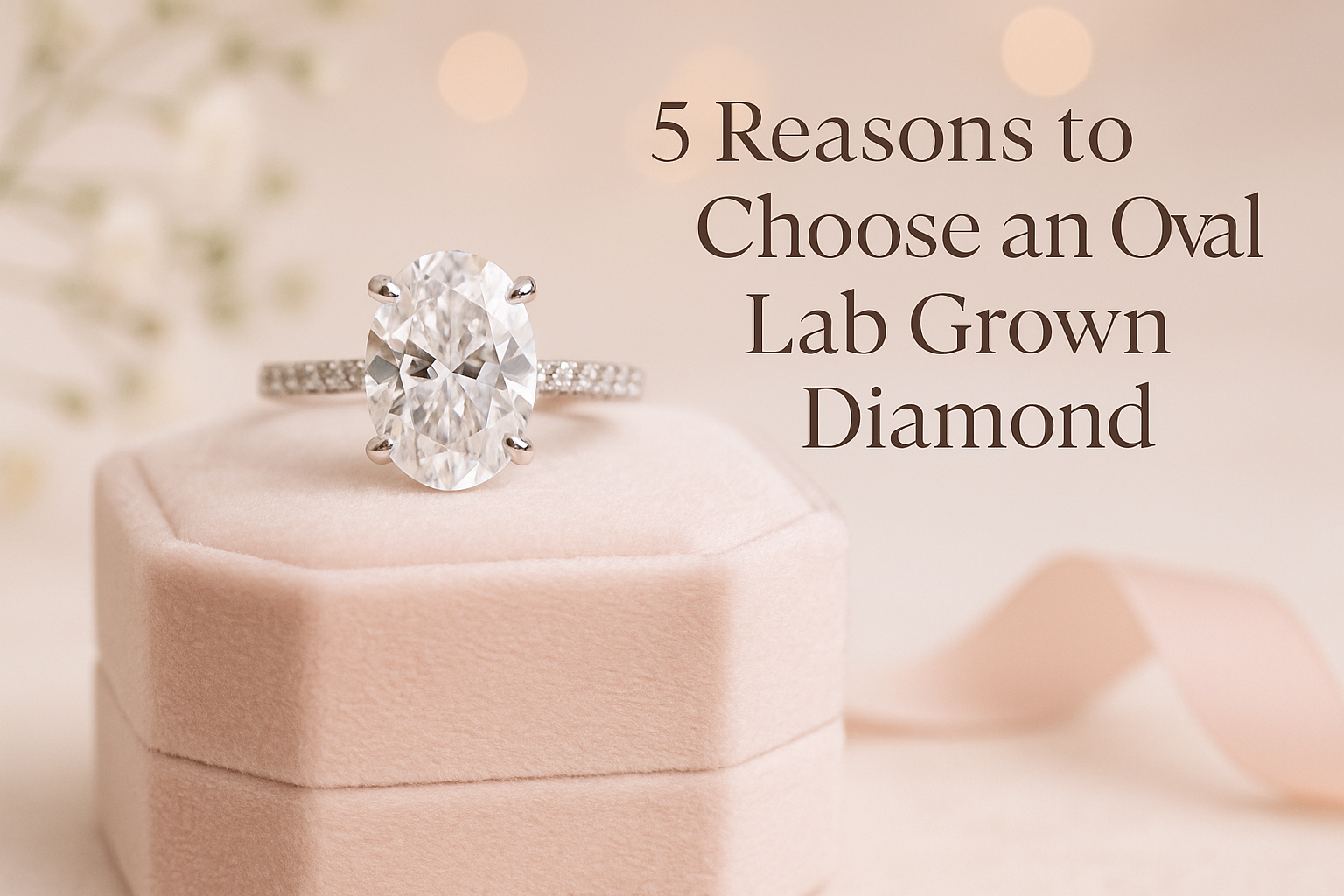 Elegant oval lab grown diamond engagement ring in gold setting